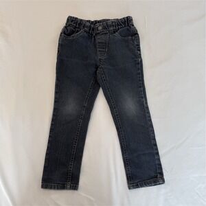 Nautica Boys 3T Denim Jeans Straight Leg Dark Blue Elastic Waist Button Casual